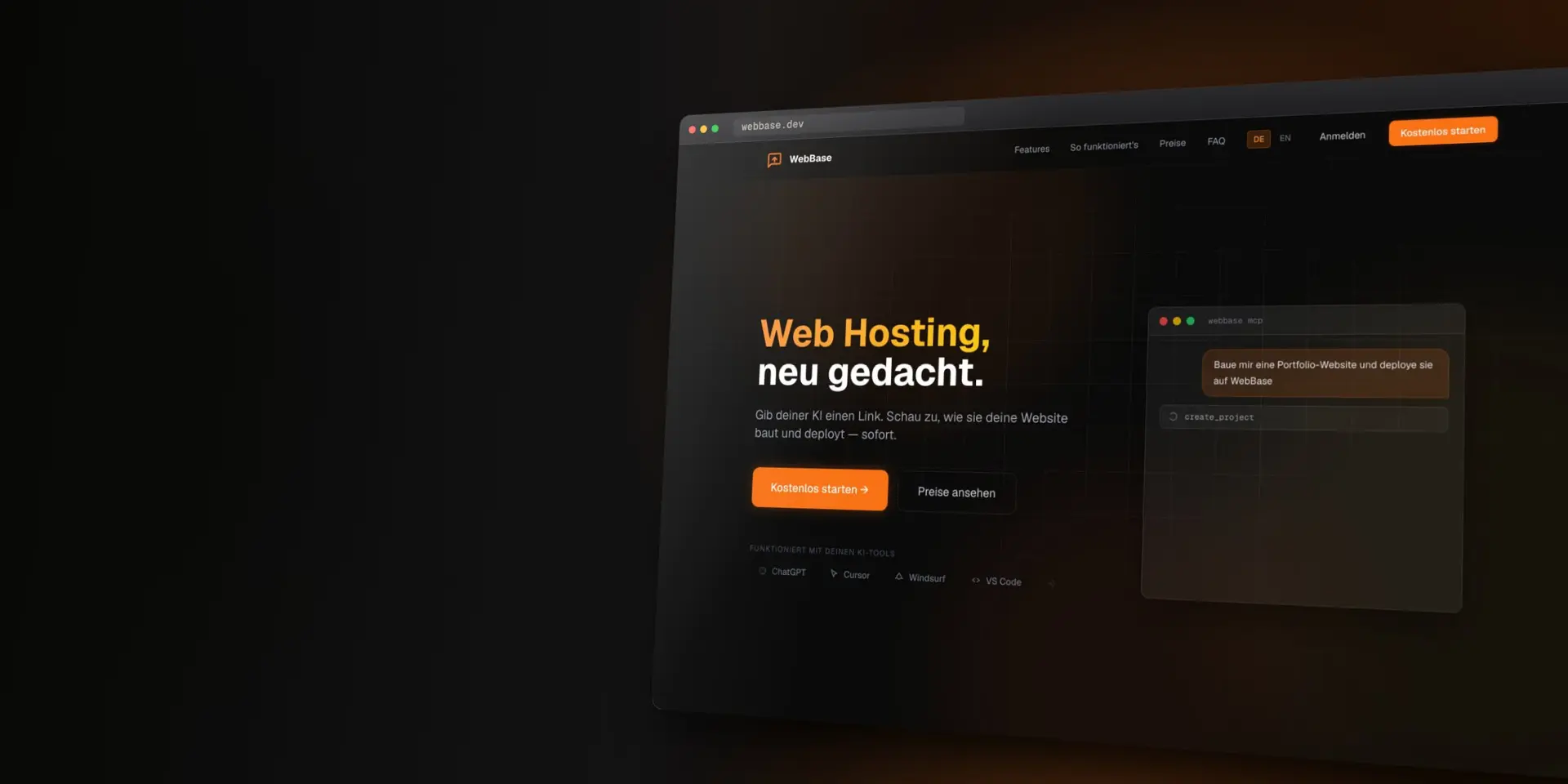 WebBase.dev: Ansicht der Anwendung