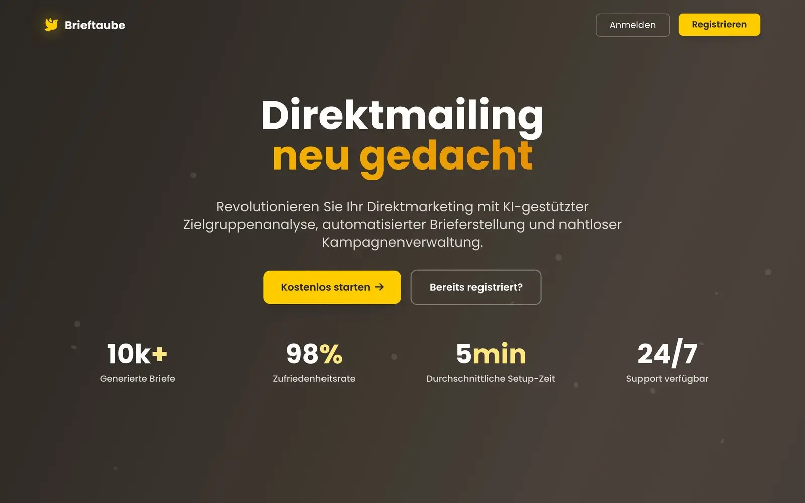 Brieftaube.ai: Brieftaube.ai: Direktmailing mit KI-Zielgruppenanalyse und Briefgenerierung