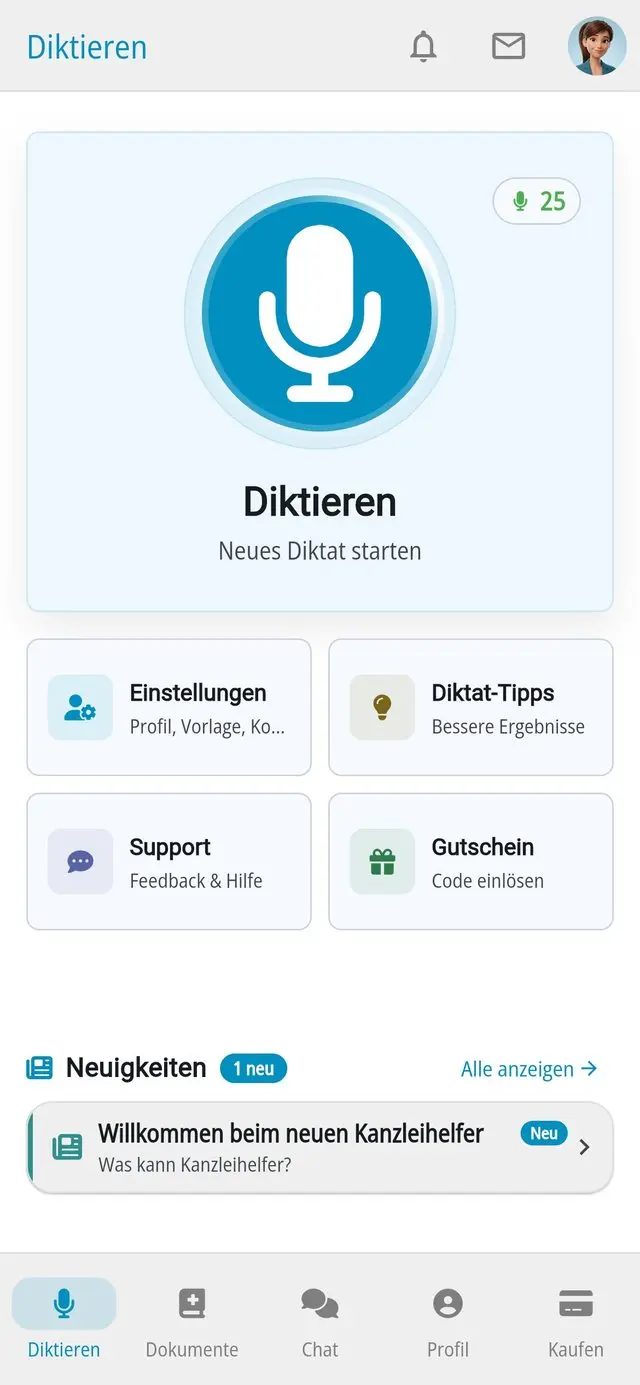 Kanzleihelfer.ai: Am Handy: diktieren statt tippen